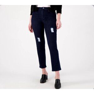 Susan Graver Regular Straight Leg Distressed Ankle Jeans Size‎ 2 A566572